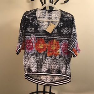 Alberto Makali black & floral wing sleeve shirt